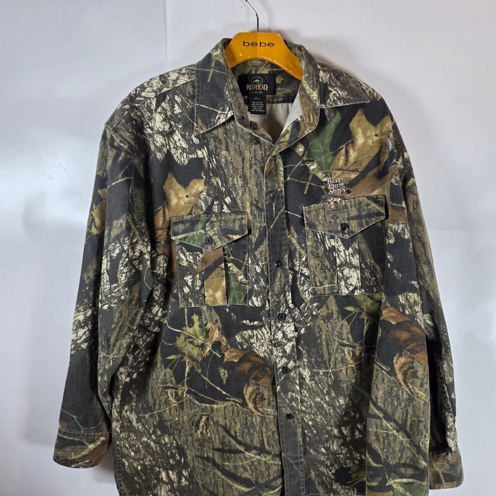 RedHead Bass Pro Shops Camo Shirt Mens Large Long Sleeve Camouflage Button Up
